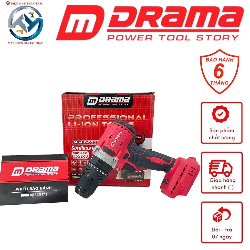 Thân Máy Khoan Pin 3 Chức Năng DRAMA 5213 13MM Không Chổi Than