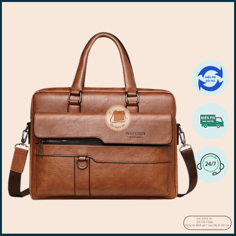 Cặp laptop, Cặp da nam công sở, đẹp, cao cấp, thời trang chống nước chống sốc cao cấp weixer