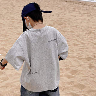 Bé Trai Cotton Nguyên Chất Áo Thun Tay Ngắn In Chữ Mùa Hè Phong Cách Mới Vừa Lớn Trẻ Em Thời Trang Rời Tất Cả-