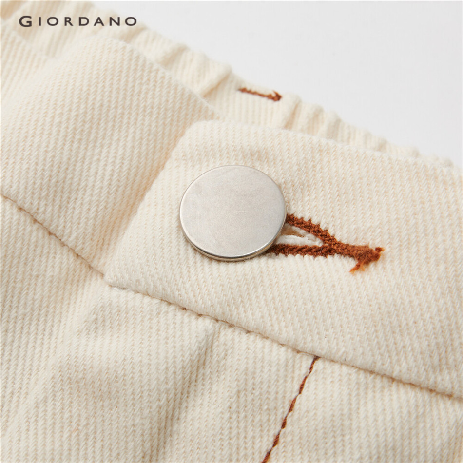 GIORDANO WOMEN Bright line half elastic waist denim shorts 18403203