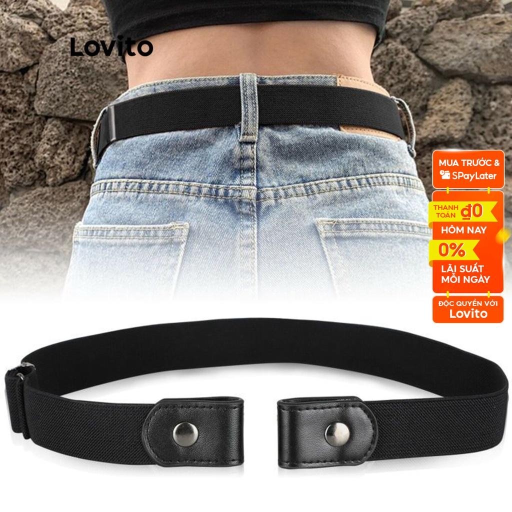 Thắt lưng Lovito co giãn màu trơn cơ bản phong cách thường ngày L38ED015 (đen/nâu mocha)