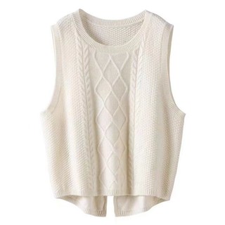 Xuân Thu Mới Chắc Chắn Chiên Bột Xoắn Áo vest Dệt Kim Ngắn Nữ, Áo Len Cổ Tròn Phong Cách Hàn Quốc, Áo Len Chui Đầu Hợp Thời Trang