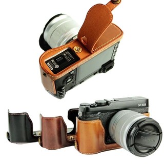Da pu nửa thân bộ túi máy ảnh dành cho fujifilm xt2 xt3 xt5 xe4 xf10 xt10 xt20 xt30 xt30ii xa7 xe1 xe2 xs10 xs20 xt200 xh20 x100f x100s x100t x100 x100 x100v có pin mở