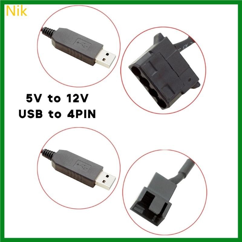 Cáp chuyển đổi quạt USB Nik 5V sang 12V Step Up Boost Line USB sang 4Pin PC Cáp nguồn có bộ chuyển đổi ON