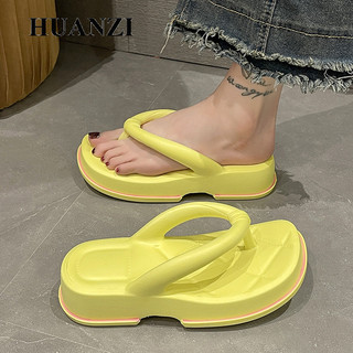 Huanzi ép sandal nữ dép bánh mì nữ dép bánh mì đệm êm điểm nhấn đế chống trơn trượt đi biển b29g051 12z240320