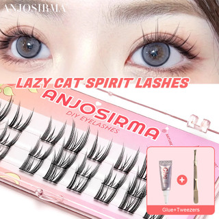 ANJOSIRMA Bộ Lông Mi Giả Hàn Quốc 2 Trong 1 Tự Nhiên Dài 12-14mm Có Thể Tái Sử Dụng