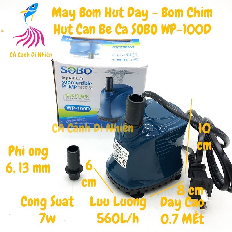 Máy bơm hút đáy SOBO WP-100D 7W bơm chìm hút cặn 360 độ hồ cá WP 100D (ko ống)