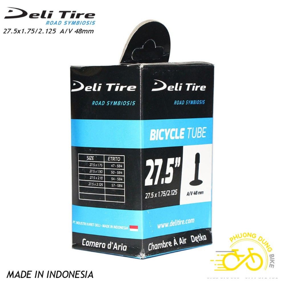 Ruột (Săm) xe đạp Deli Tire 27.5x1.75-2.125 48mm Van Mỹ - Van Xe Máy