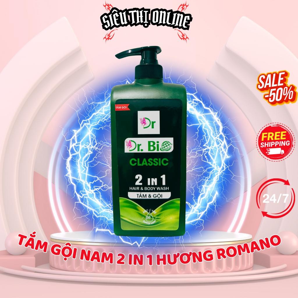 1 chai tắm gội nam DR.BIO hương ROMANO 2 IN 1 cổ điển lịch lãm dành cho nam @.