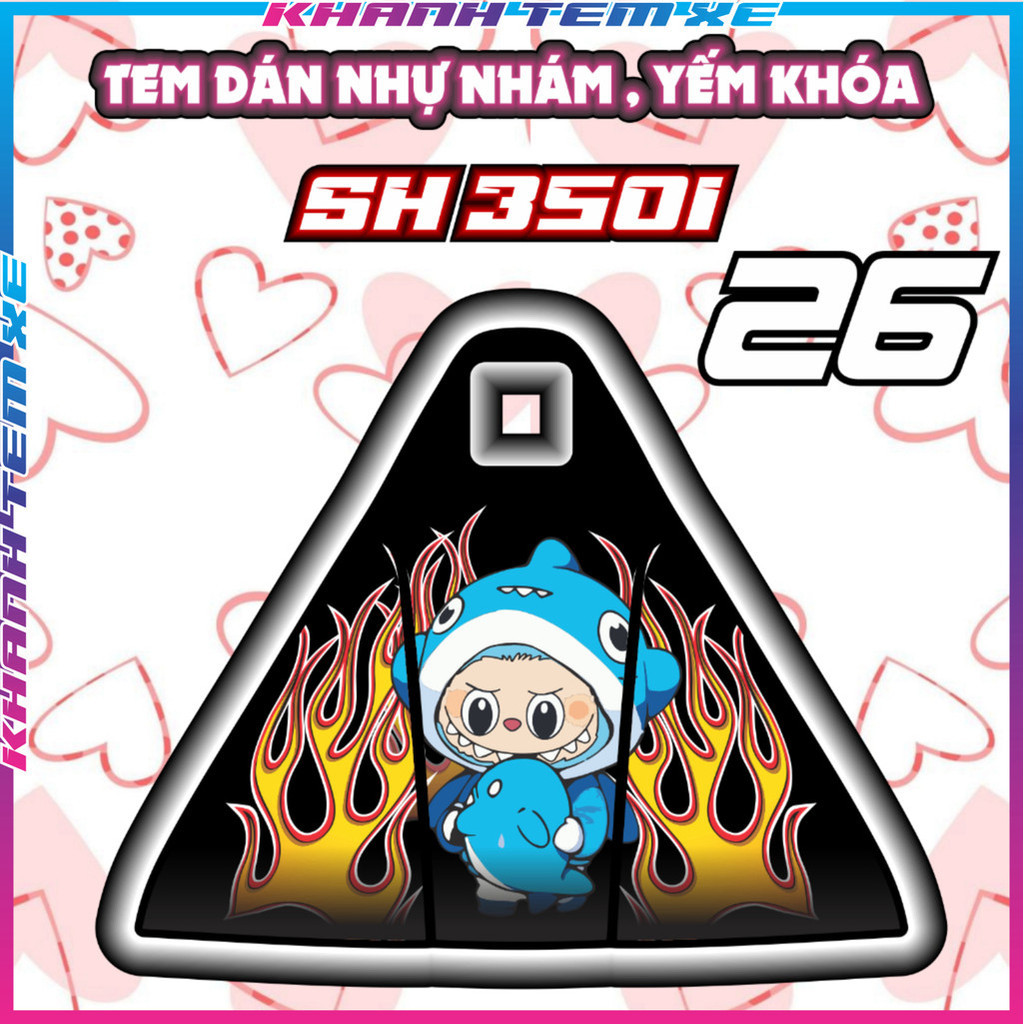 Tem dán trang trí chống trầy yếm nhựa nhám xe SH 350i baby three natra nhãn dán sticker