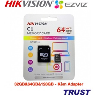 (Kèm Adapter)- Thẻ Nhớ HIKVISION MicroSDHC 32GB/64GB/128GB Kèm Adapter 92MB/S -BH 60 Tháng 1 đổi 1 -Chính Hãng