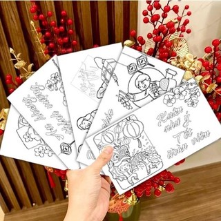 Thiệp tô màu Tết tranh tô màu chủ đề tết 2024 cho bé làm thiệp 8-3 20-10 20-11 tặng mẹ tặng cô giáo