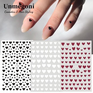 Unmegoni Dán Trang Trí Móng Tay 3D Tự Dính DIY Hình Trái Tim Ngôi Sao Màu Đỏ Đen Trắng