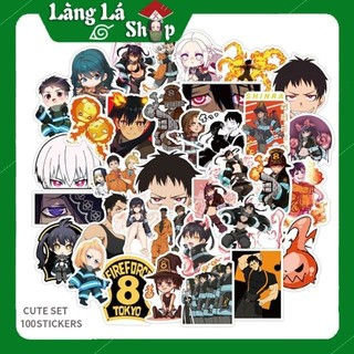 Miếng dán Sticker anime/manga Enen no Shouboutai (Fire Force) trọn bộ 100 hình - In rõ ràng sắc nét khó tróc