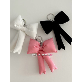 Hàn Quốc Niche Cotton-Filled Nơ Mặt Dây Chuyền AirPods Bluetooth Mặt Dây Chuyền Túi Bạn Gái Cặp Đôi Móc Khóa
