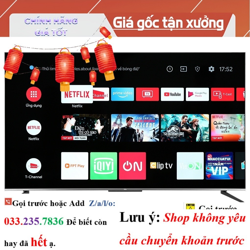  Android Tivi QLED TCL 4K 65 inch 65Q726