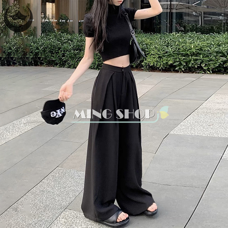 Quần rộng rãi dáng rộng thông thường có lối đi cao thời trang dành cho nữ GDO