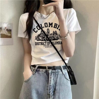 Áo thun Baby teen ngắn tay màu trắng cotton nguyên chất dành cho nữ mùa xuân hè