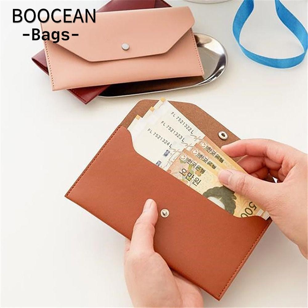 BOOCEAN Ví phong bì tiền mặt, Túi đựng tiền bằng da PU siêu mỏng, Thẻ tín dụng chống mài mòn bền bỉ Holoder Cash
