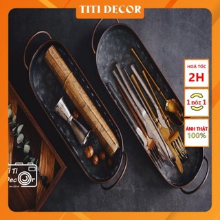 Khay vintage oval rỉ decor chụp ảnh, trang trí nhà cửa, cửa hàng