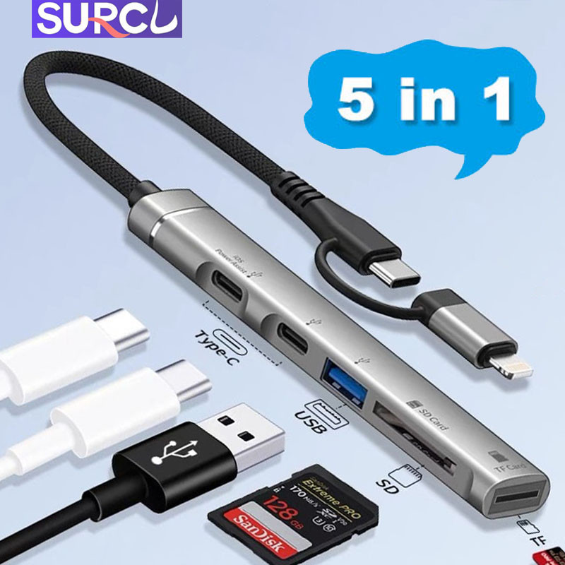 Hub đa chức năng SuprCL cho trạm kết nối USB iPhone / Huawei, HUB mở rộng 5 trong 1 HUB 3.0 Bộ nguồn