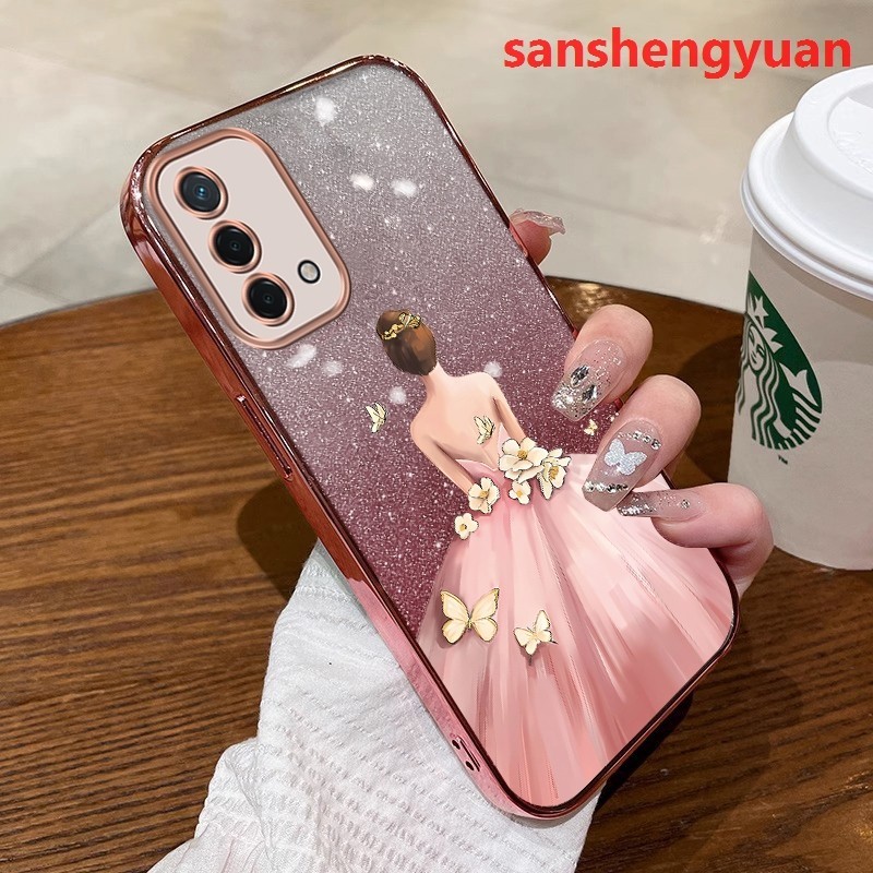 ốp lưng oppo A74 oppo a95 4g Ốp điện thoại oppo A74 oppo a95 4g có viền vàng mềm bóng trong suốt chố