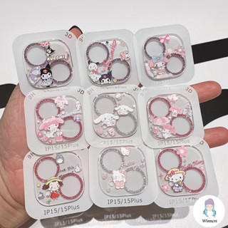 Phim hoạt hình Kuromi Shiny 999D Camera Kính Phim Len cho IPhone 17 16 15 14 13 12 Pro Max 14 Pro Max Vỏ bảo vệ giai điệu đáng yêu Phụ kiện bảo vệ màn hình Vỏ phim