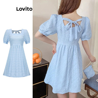 Đầm Lovito cắt xẻ buộc sau màu trơn boho cho nữ L80ED327