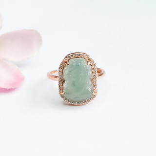 Nhẫn ngọc bích tự nhiên dát bạc S925 hàng hóa Ice Blue Water Pixiu Factory Bán buôn-FC2061405