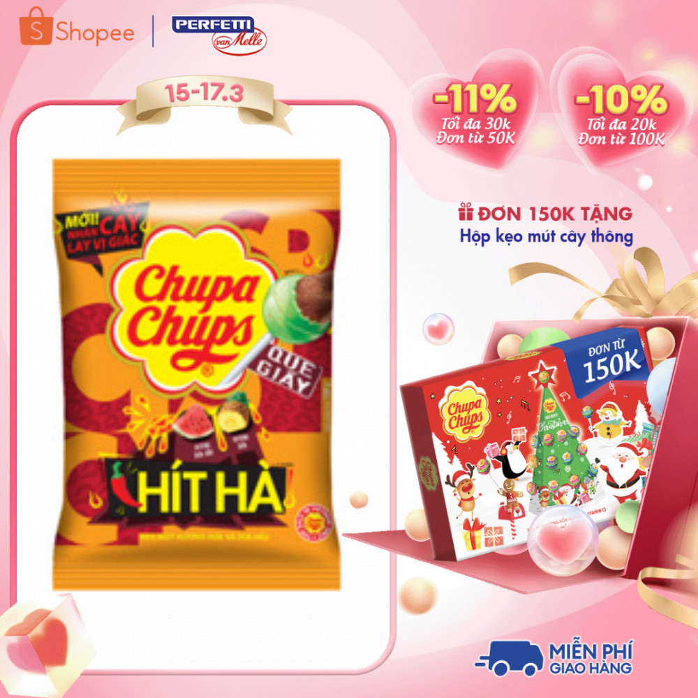 Kẹo mút Chupa Chups Hít Hà hương dưa hấu, dứa nhân muối ớt