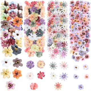 Bộ 50 Hoa Mini Đầu Lụa Hoa Hồng Giả Hoa Cúc Hoa Giả Cho Hàng Thủ Công Hoa Hồng Hoa Mận Đầu Hoa Hướng Dương Hoa Cúc Trang Trí Đám Cưới Cho Halloween Gia Đình Đám Cưới