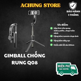 Tay Cầm Chống Rung Điện Tử Gimbal Q08 Có Bluetooth - Gimbal Điện Thoại Chống Rung - Có Chân Đỡ Tự Đứng