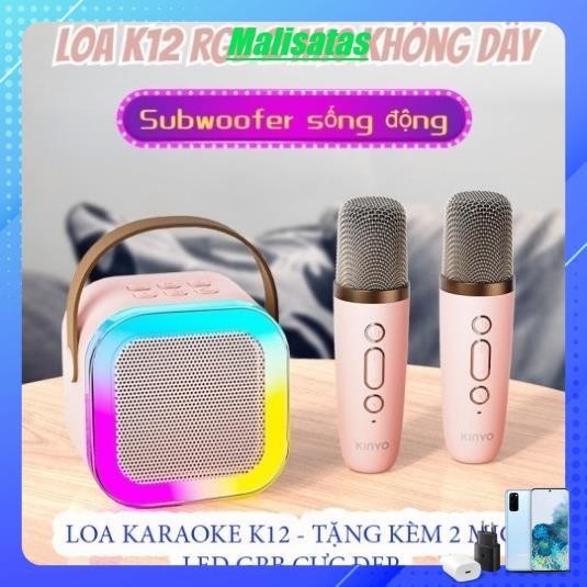 Loa bluetooth mini hát karaoke k12 tặng kèm 2 mic,có thể thay đổi giọng, nhỏ gọn có thể mang theo dễ dàng sử dụng