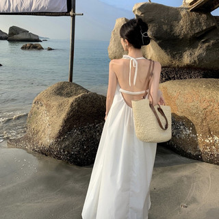 Váy đi biển Đầm dài Váy công chúa Đầm hai dây Váy cottagecore Váy đi biển Kỳ Nghỉ Pháp Váy Dài Nữ Mùa Hè Dây Dây Đầm Đi Biển Váy Trắng Sling Váy