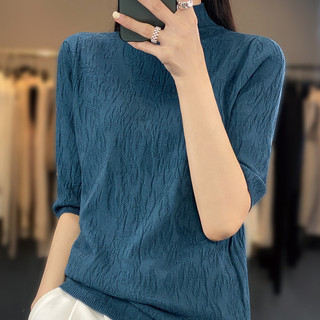Áo thun nữ có gân đan cổ áo sơ mi ngắn tay họa tiết họa tiết chắc chắn