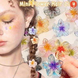 Kẹp tóc Plumeria nhỏ lấp lánh tinh tế - Kẹp tóc lấp lánh trong suốt thời trang- Hình cánh hoa cá tính Bangs Barrettes