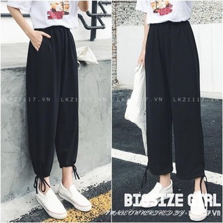 quần ống rộng Bigsize quần lửng 9 tấc nữ cạp chun lưng thun mùa hè Phong cách Hàn Quốc Thời Trang tiểu thư cá tính xinh đẹp cho người mập béo