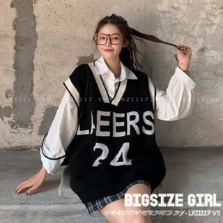 Áo Gile Len Nữ Bigsize Áo Len DệT Kim Nữ Không Tay Cổ Chữ V Chữ Cái Mùa Thu Đông Kiểu Tiểu Thư Ulzzang Hàn Quốc Đẹp