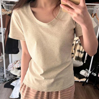【WJZ】Áo thun cotton tay ngắn màu trơn phong cách Hàn Quốc thời trang nữ【T101】