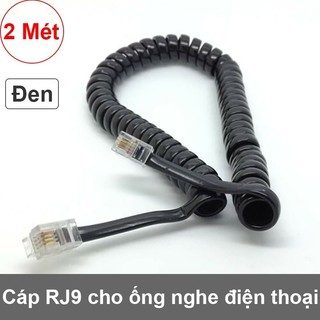 Cáp line điện thoại từ ống nghe đến điện thoại bàn, cáp RJ9 xoắn lò xo 2 mét cũ tháo máy