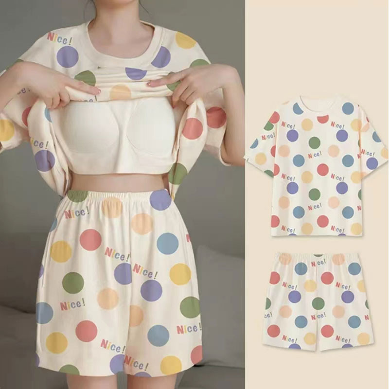 Heng Shan Yuan Bộ đồ ngủ nữ có miếng đệm ngực mặc thường ngày tại nhà Bộ đồ ngủ rộng rãi và đa năng | BigBuy360 - bigbuy360.vn