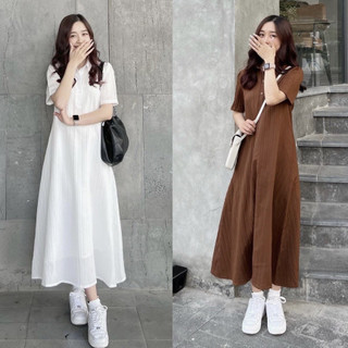 Đầm sơ mi đũi gân polo dáng dài 168.Fashion Vay825/P13K21
