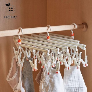 HCHC Móc treo quần áo, Giá phơi vải có thể gập lại bằng nhựa, Móc treo tất xoay chống gió đa chức năng có thể gập lại cho khăn Đồ lót Áo ngực