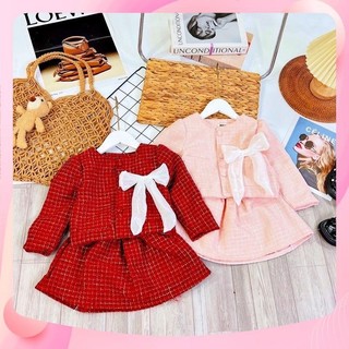 Set dạ kèm chân váy cho bé gái diện tết