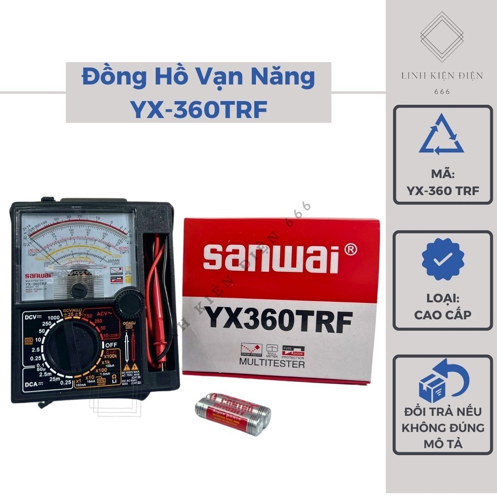 Đồng hồ vạn năng SANWAI YX-360TRF đồng hồ đo điện kim loại tốt DHKVN360TRF