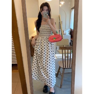 Đầm Đeo Hoa Cúc Nhỏ Mùa Hè Phong Cách Mới Co Giãn Mỏng Đeo Vai Đầm Ôm Vừa Vặn Sang Trọng Đầm Dài