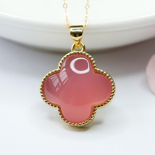 Màu hồng Chalcedony Bốn Lá Cỏ Ba Lá Mặt Dây Chuyền Mã Não Trang Sức Nhà Máy Phát Sóng Trực Tiếp Gửi MN2032401