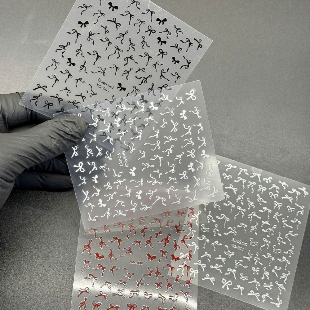 Sticker Lụa 5D hình nơ dán nail trang trí móng, sticker lụa 5d