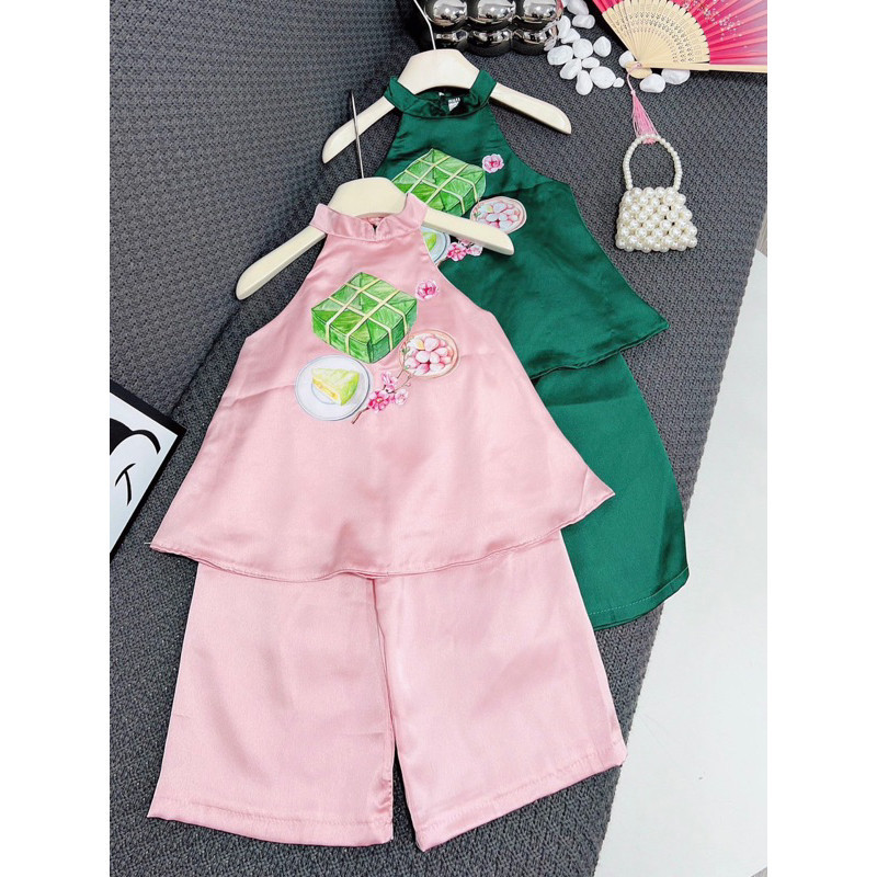 Set yếm lụa  cổ yếm cho bé