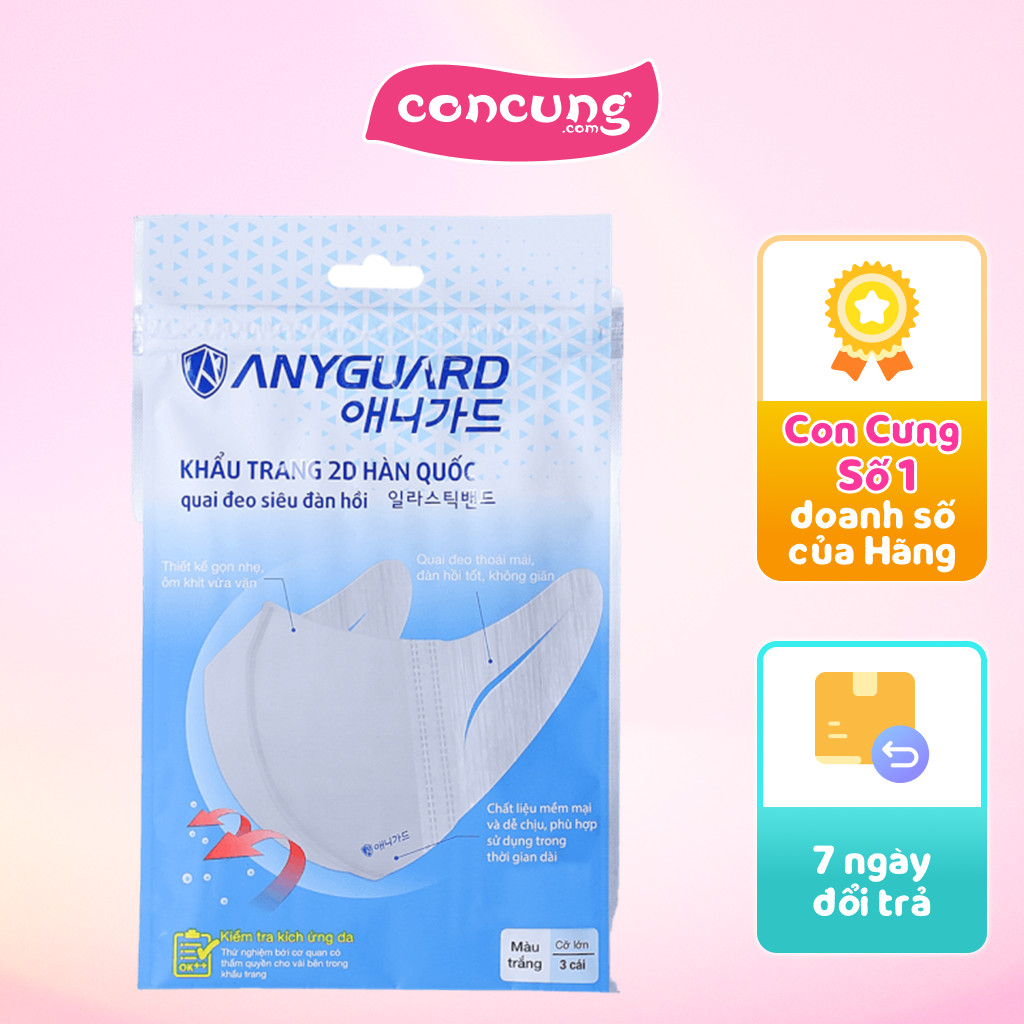 Khẩu trang người lớn Anyguard (3 cái/túi)